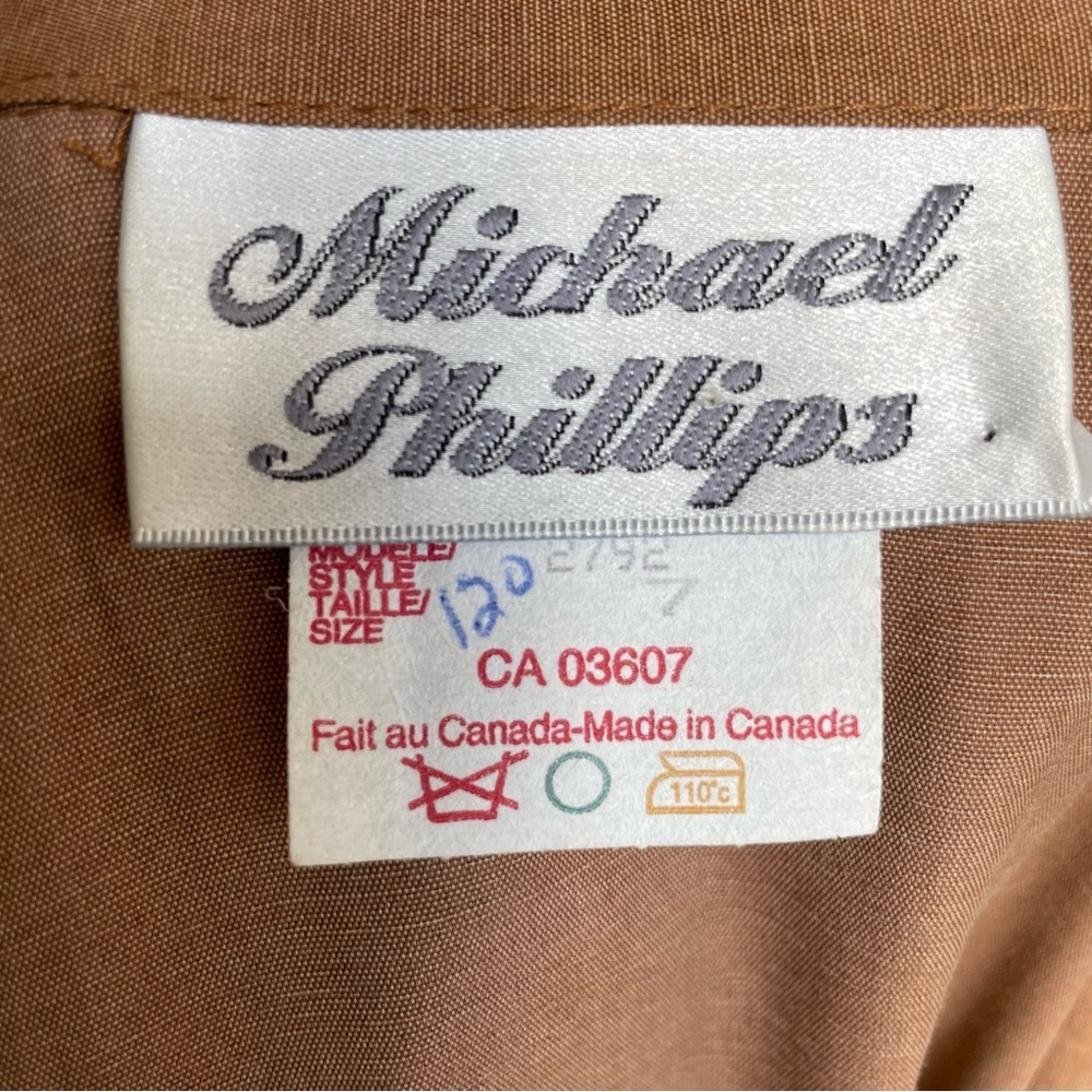 Vintage 1980s tan office midi dress in size medium - Picture 12 of 15